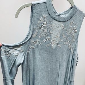 Women’s Blue Cold Shoulder Top